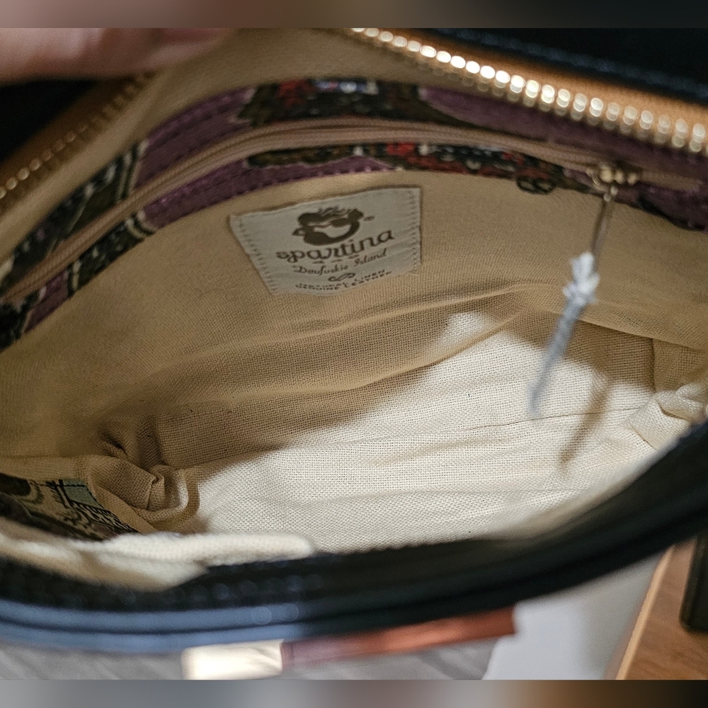 Spartina 449 Cora Hipster Crossbody Multicolored Linen & Black Leather NWOT - Picture 13 of 16